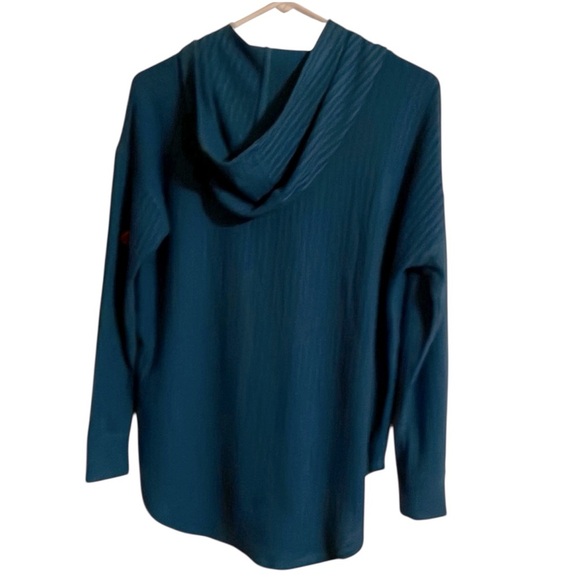🌹CHASER TEAL RIBBED HOODED SHIRT - Picture 2 of 2